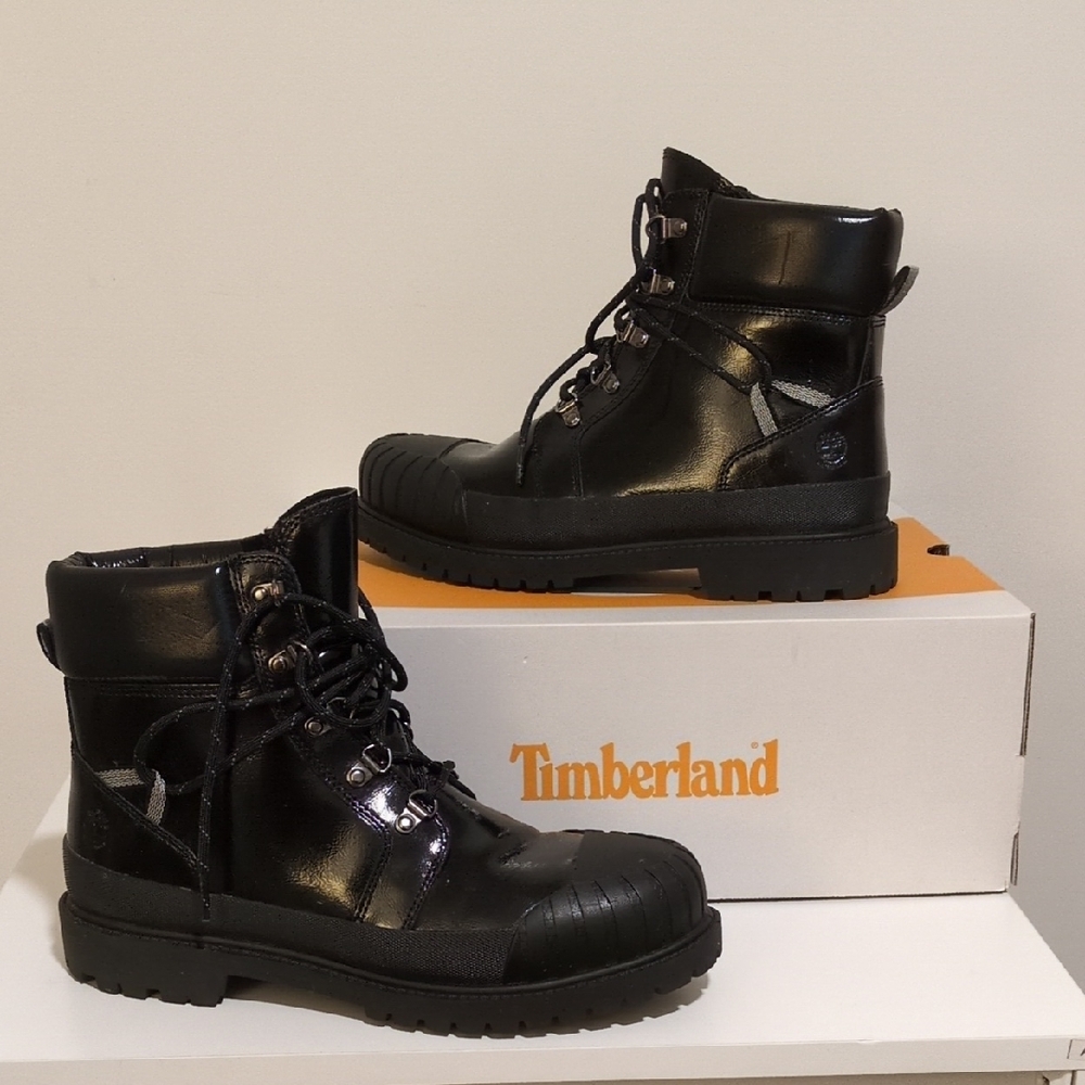 Timberland Shiny Black Combat Boots